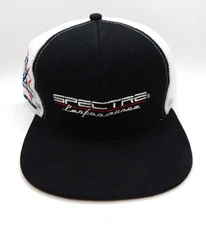 Performance Racing White + Black Adjustable Flat Bill Trucker Hat Snap Back