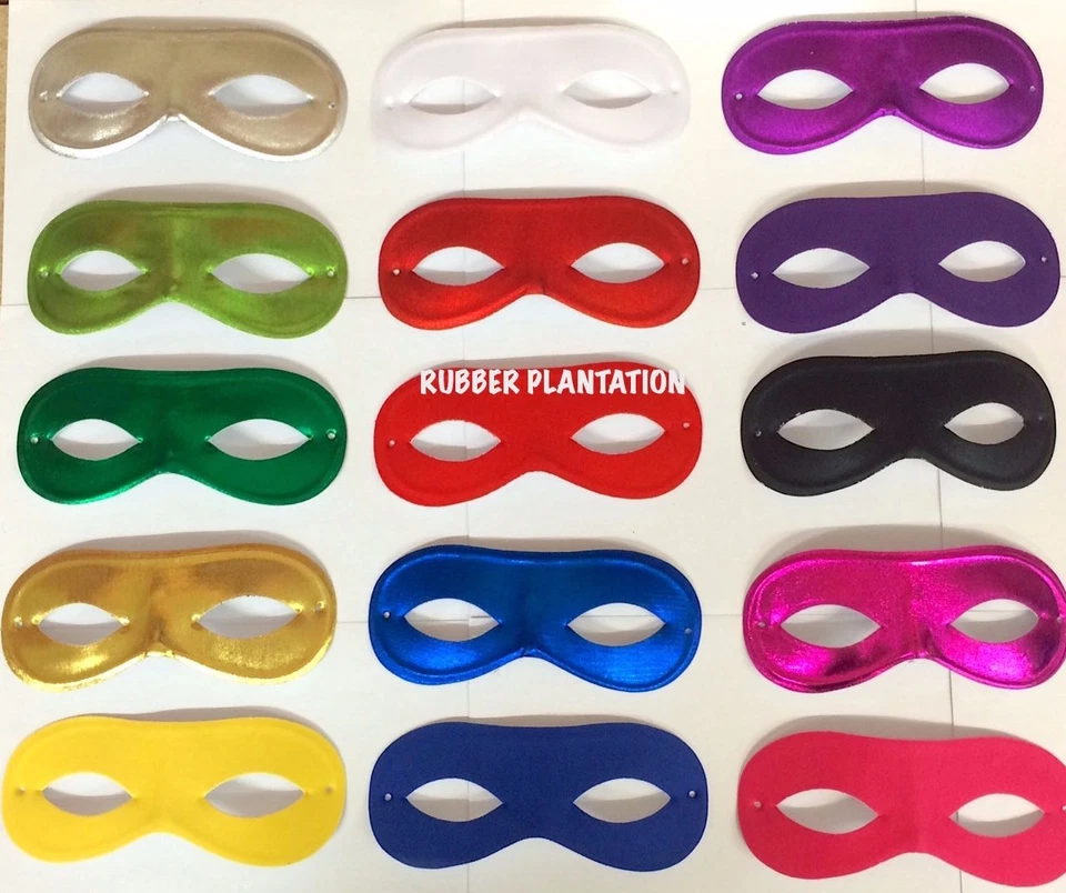 THE RUBBER PLANTATION Masquerade Masked Ball Eye Mask Adult Superhero Bandit Fancy Dress Pick A Colour