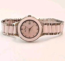 Lucien Piccard Pink Ceramic Women\'s Bracelet Watch Lucien Piccard pink diamond bezel watch stainless steel link  main image 4