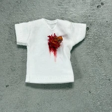 SU-AN-CB: 1/12 scale white fabric T-shirt with Alien - Chestburster