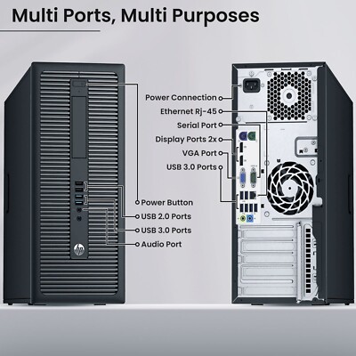 HP EliteDesk 800 G2 Computer PC Intel i3-6100 16GB 256GB M.2 SSD