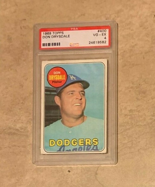 1969 Topps #400 Don Drysdale Los Angeles Dodgers PSA Graded 4 VG-EX Excellent