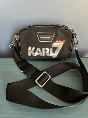 Black Karl Lagerfeld K/Heroes Nylon Camera Bag Women's Crossbody Bags 