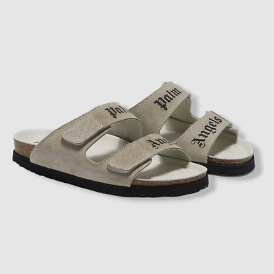 $506 Palm Angels Womens Gray Suede Double-Strap Sandal Shoes Size EU 37/US 7
