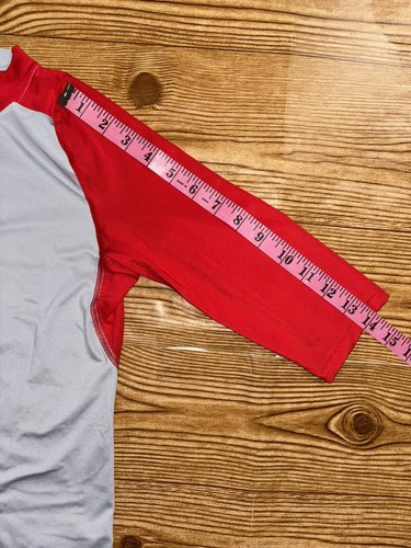 Nike Shirt Gray Red Pro Dri Fit 3/4 Sleeve Fitted MLB Baseball Boys Youth Medium - Picture 12 of 14