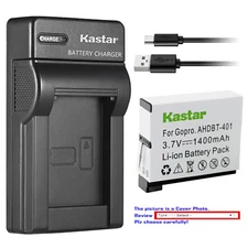 Kastar Battery Slim Charger for GoPro AHDBT-401 GoPro HERO4 Black Action Camera