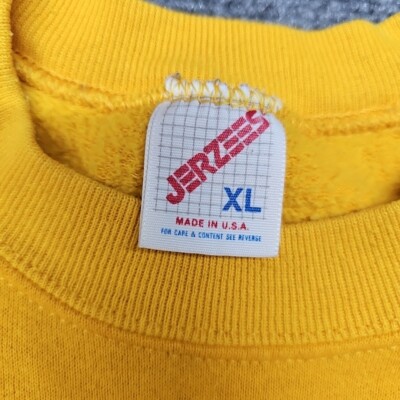 VTG 90s Jerzees Blank Sweatshirt Men XL Yellow Long Sleeve USA