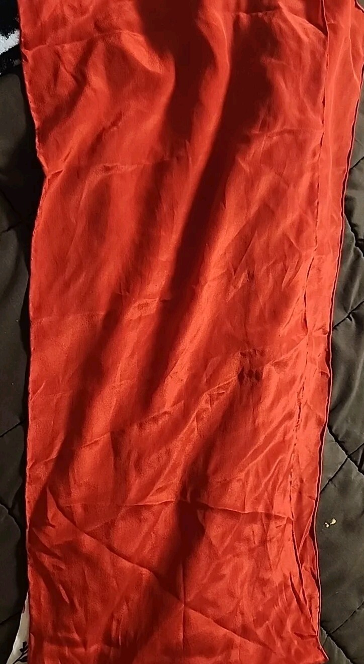 100% Charmeuse Silk Long Rectangle Scarf in Dark Red for Valentine's Day