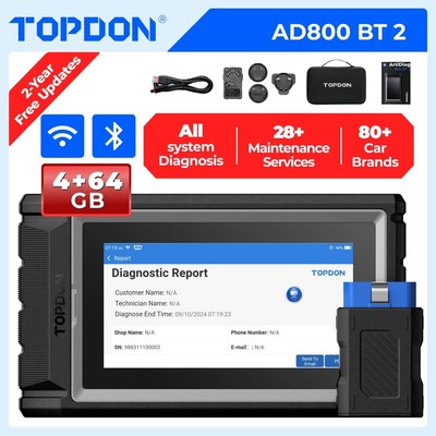 TOPDON ARTIDIAG800 BT 2 All System OBD2 Diagnostic Scanner Tool Key Programming