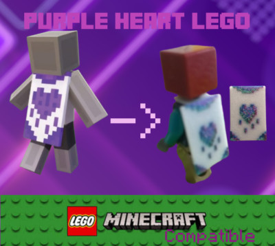 Lego Minecraft Compatible Purple Heart Cape