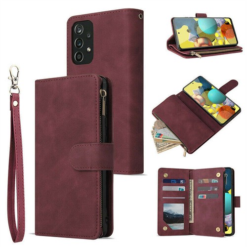 Retro Leather Zipper Card Wallet Case Cover For Samsung S24 Ultra 23 Plus S21 22 - Picture 38 of 43