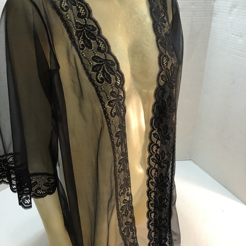 Hollywood "Pandora Chic California" Sheer Black Peep-a-boo Nighty Lingerie - Picture 11 of 12