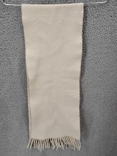FENDI Long Scarf Cream White Logo Wool Used S...