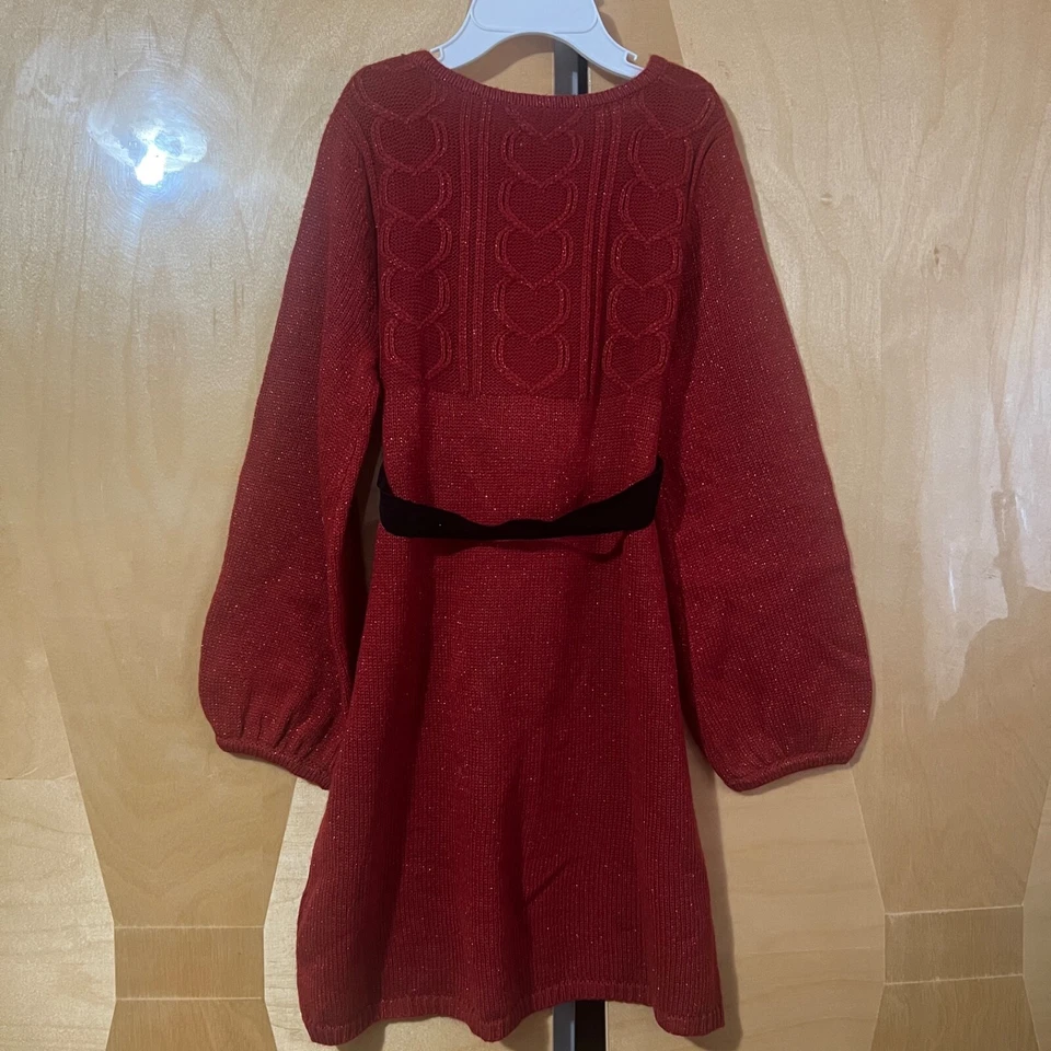 Зеленый собаки Kids платье 6 X красный блестящий рождественский праздник Xmas длинным рукавом новый - Изображение 2 из 4