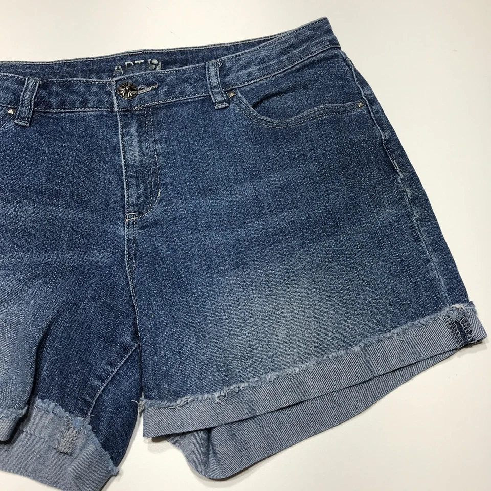 Apt. 9 Pantalones Cortos Para Mujer Talla 10 Corte Puños Denim Adornado Bolsillo Ajuste Moderno Foto 4 de 4