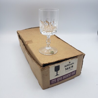 Set of 4 Vintage EISCH Glass Wine Goblet Cups | Original Box | Criss Cross