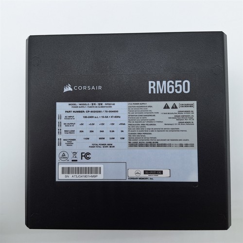 CORSAIR RM650 80 Plus Gold Fully Modular Low-Noise 650 Watt PSU -NOT WORKING- - Afbeelding 7 van 7