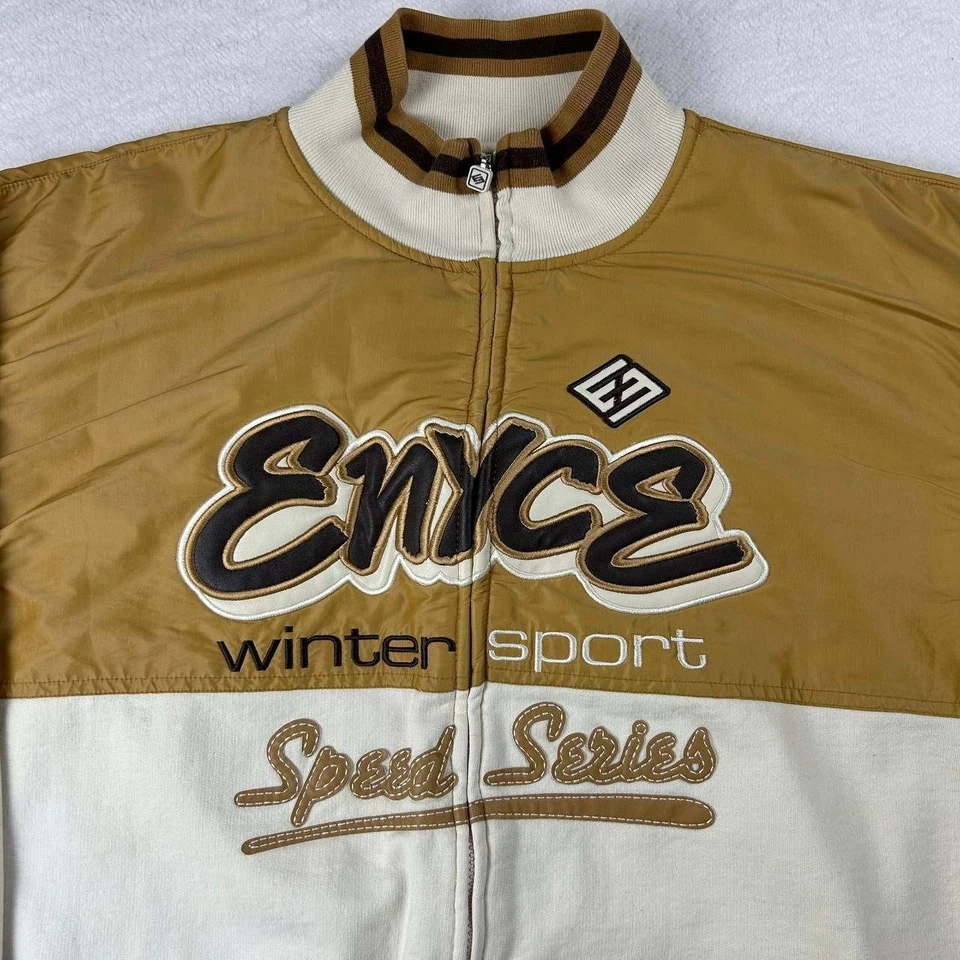 Enyce Vintage Winter Sports Retro Jacket Size XXL Cream Brown Heavyweight Y2K - Image 3 of 4