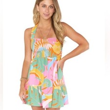 Show Me You Mumu Collins Mini Dress Small Tropical Fruit Smocked NWT