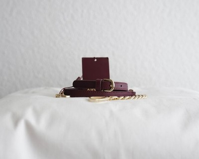 Neuer Schulterriemen von Aigner in Bordeaux und Gold, 1,5 cm