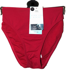 BIKINI DONNA M&S GAMBA ALTA FONDO STAYNEW RESISTENZA AL CLORO TAGLIA 12 RUBINO - NUOVO CON ETICHETTE