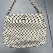 Vintage Whiting Davis Ivory White Enamel Mesh Mesh Purse
