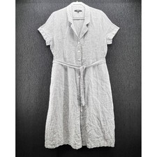 Quince 100% EuropeaLinen Button Front Midi Dress XL Short Sleeven Pockets