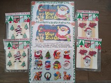 Vintage Christmas Puffy Stickers 1980s X6