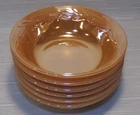 Anchor Hocking Fire King LAUREL LEAF PEACH Lusterware 4.75" Fruit Bowl set of 6