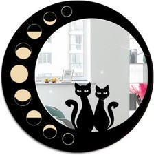 Gothic Moon Cat Mirror - Gothic Wall Art, Vintage Home Decor, Hanging Mirror for