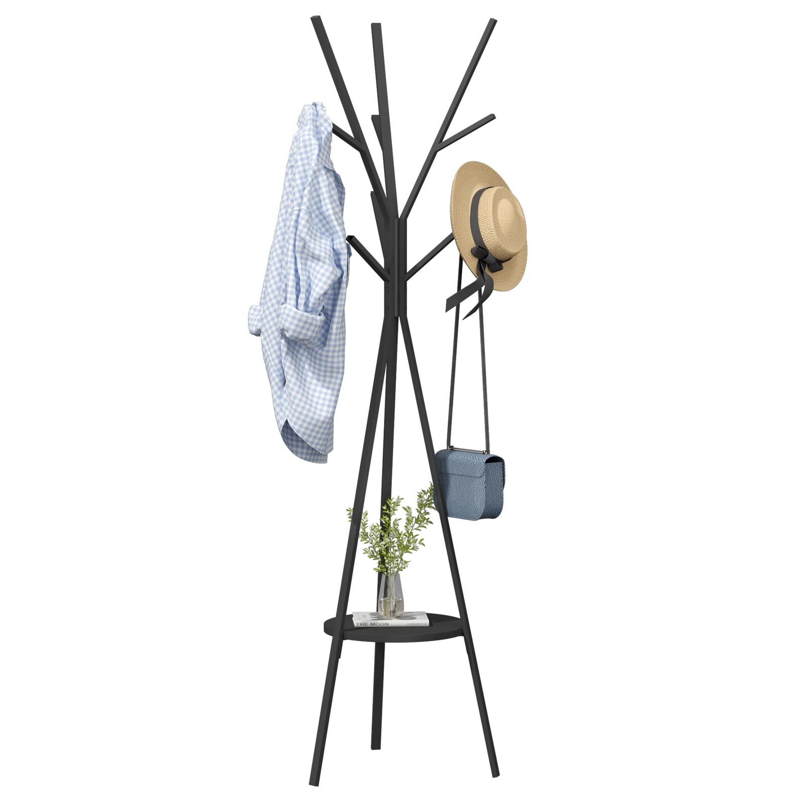 Metal Coat Rack Free Standing Hat Stand Garment Hanger Hall Tree Display