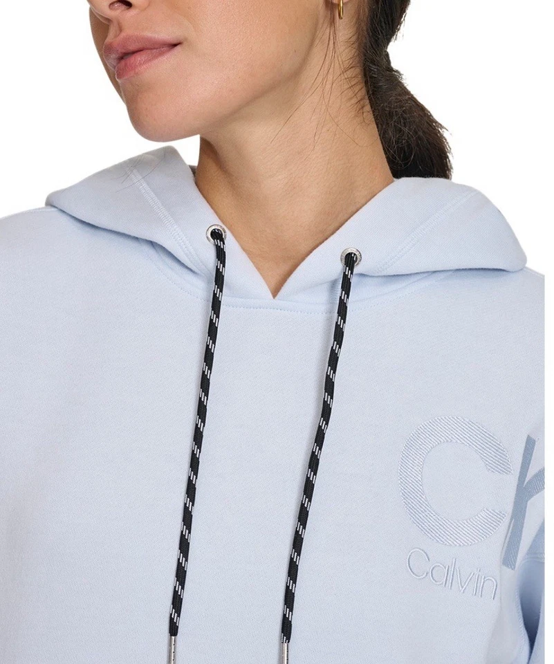 Calvin Klein Women's Eco Fleece Logo Pullover Hoodie Cortado Heather L Spray - Image 3 of 4