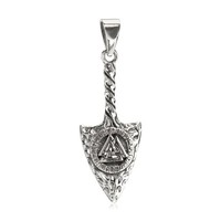 KettenanhäNger Pfeilspitze 925 Silber Oxidiert 3,5Cm Keltisch Wikinger Amulett