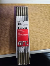 Vtg.  Lufkin Red End 066F Extension Folding Ruler Rule Carpenter 72" Wood -Brass