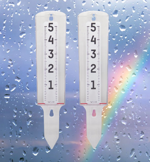 2pk Taylor 2730 Clearvu Rain Gauge w/Float Red Ring 5" Rainf