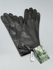 Vintage Aris Black Leather Gloves Size 7.5 New with Tag Lined Dress Classic 11"