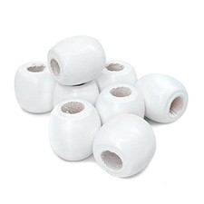 Large Hole Macrame Wood Beads 17mm x 14mm Diameter Barrel Shape with Big 8mm ...