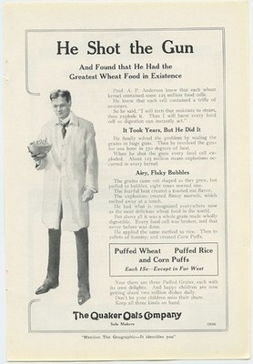 Quaker Oats 3 Puffed Grain With Own Delights Wheat Corn Rice 1919 Vintage Ad