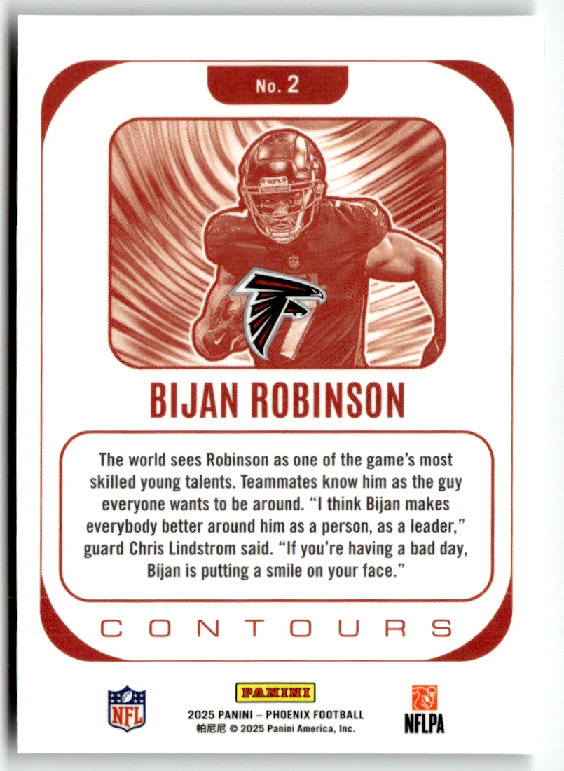 Panini Phoenix NFL 2025 No. 2 Bijan Robinson Prizm Silver Contours