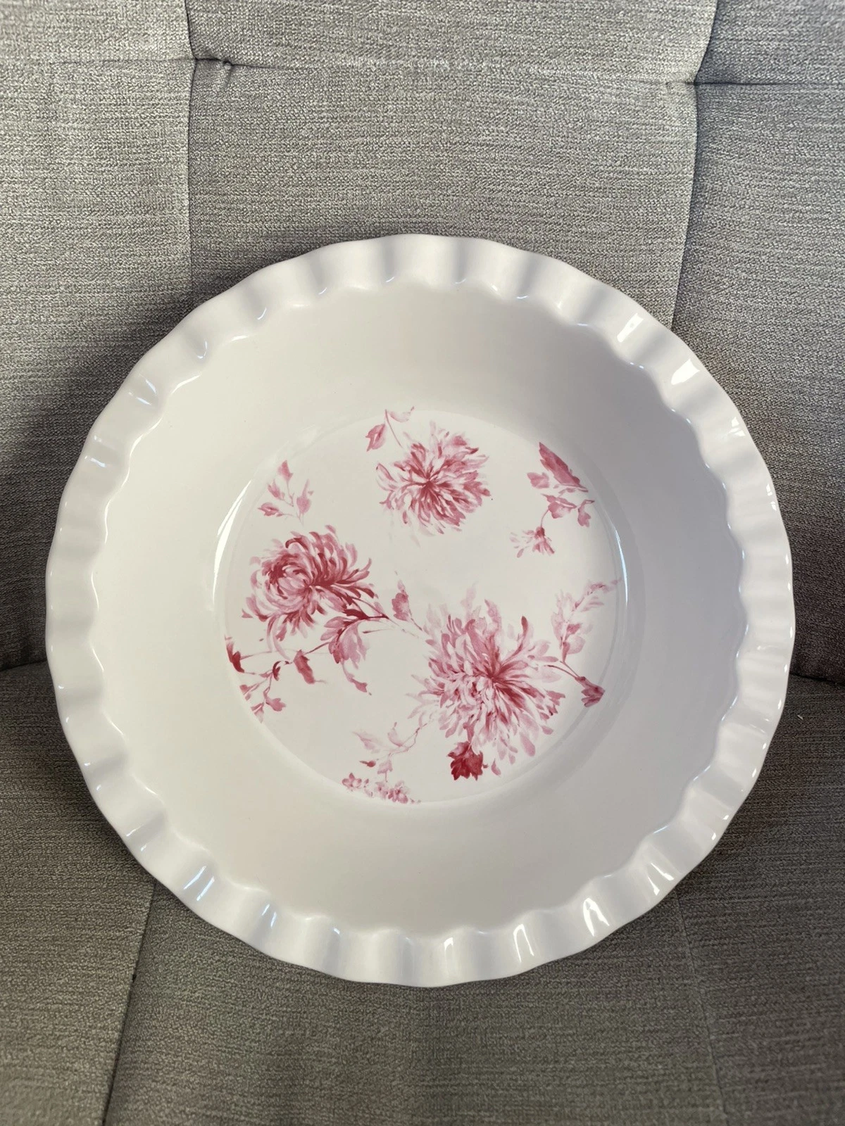 Laura Ashley Pie Dish Ceramic Pink & White