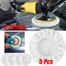 5 Pcs For Car Polisher 9-10 Inch Soft Lamb Wool Polishing Bonnet Buffer Wax Pads