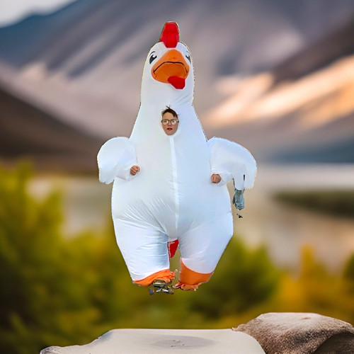 Unisex Inflatable Costume Full Body Chicken Theme, White Inflatable Chicken