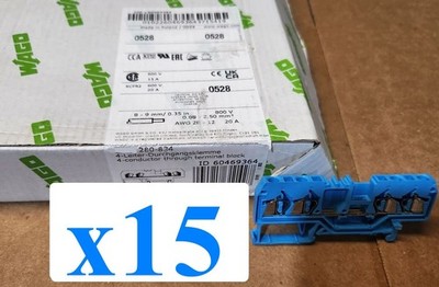x15 NEW Wago 280-834 TERMINAL BLOCK DIN RAIL 4 POSITION 28-12AWG 30pcs 30pc
