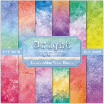 6 In Colorful Scrapbook Paper Pad, 24 Sheets Bright Patterned Designed Card Maki