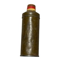 Vintage Olive Green Travel Sewing Kit Metal Tube Thread Spools Thimble Needles