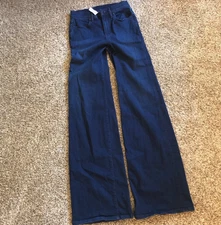 AYR All Year Round Dark Wash High Hi Rise Wide Leg Jeans 27, 33.5 in Inseam