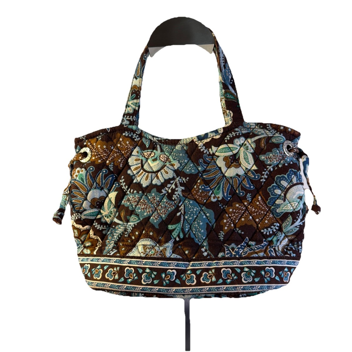 Vera Bradley Java Blue Quilted Purse Small Tote Double Handle