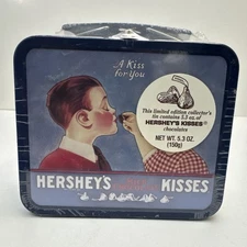 Vintage HERSHEYS MILK CHOCOLATE KISSES A Kiss For You 5.3 oz  Mini Lunch Box Tin