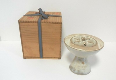 Japanischer Räuchergefäß Seto Ware weiße Glasur Syunso Nakashima...