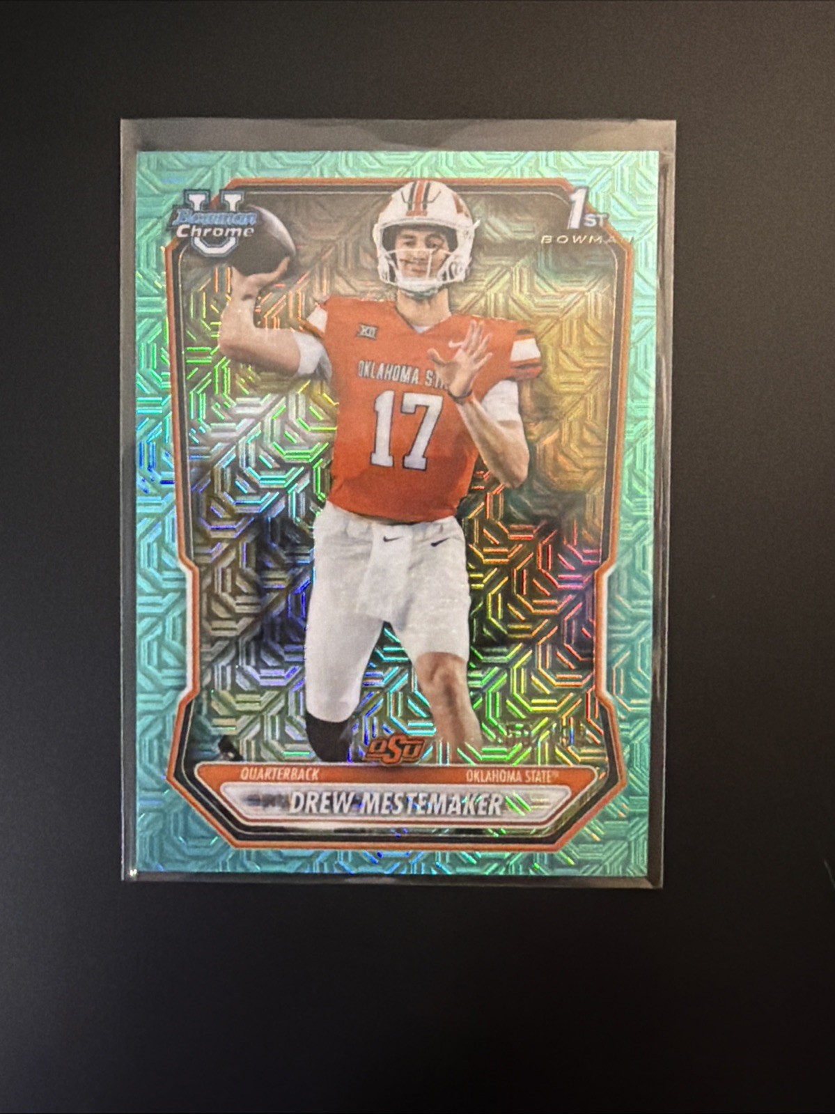 2026 Bowman Football Drew Mestemaker  Teal Mojo Refractor 1st Bowman # 159/199